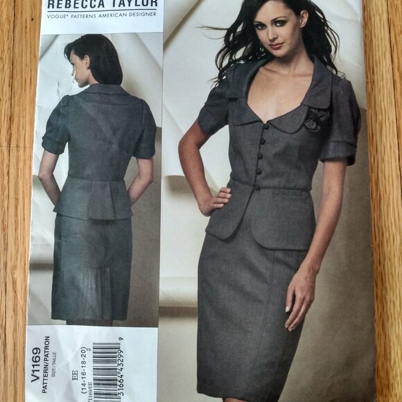 Vogue 1169 Skirt & Jacket Sewing Pattern Plus Size 14-20 UNCUT FF Rebecca Taylor - Picture 2 of 12